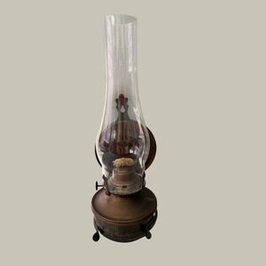 Vintage Lamplight Farms Copper Tone Wall Mount Hurricane Oil Lamp with Chimney
